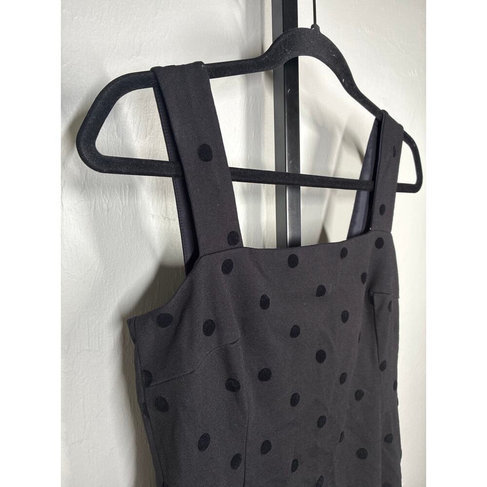 Akris Punto Polka Dot Dress Womens 6 Black Square Neck Midi LBD Ruffle Cocktail - Picture 4 of 10